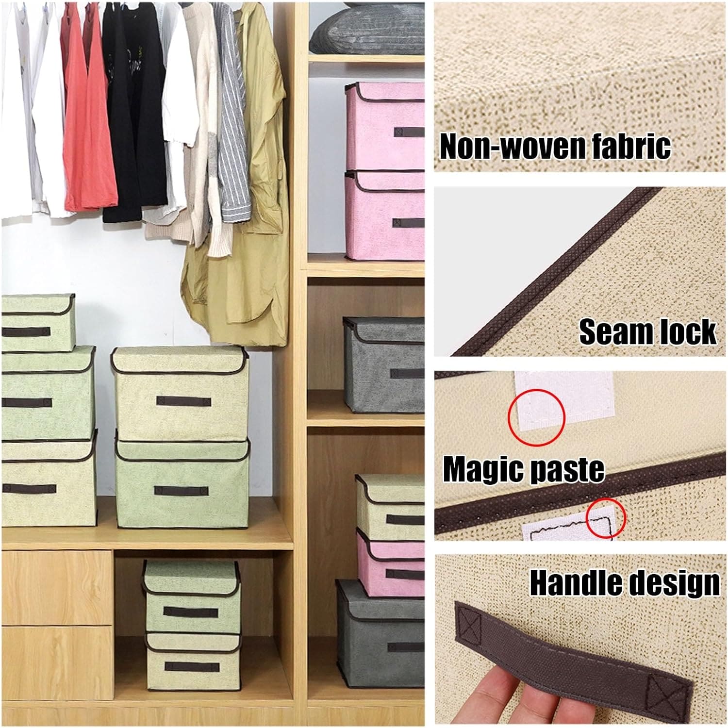 Fabric Cube Storage Box, Imitation Linen Storage Bin with Lid, Quilt Clothes Storage Bag, Non-woven Storage Basket, Multipurpose Practical Sundries Box, Large Capacity Household Storage Organizer Fabric Cube Storage Box, Imitation Linen Storage Bin with Lid, Quilt Clothes Storage Bag, Non-woven Storage Basket, Multipurpose Practical Sundries Box, Large Capacity Household Storage Organizer